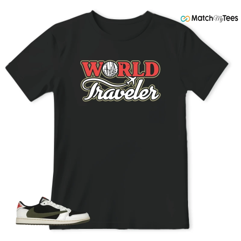 NIKE AIR JORDAN 1 RETRO LOW OG SP TRAVIS SCOTT OLIVE SNEAKER Matching Tees t-shirt