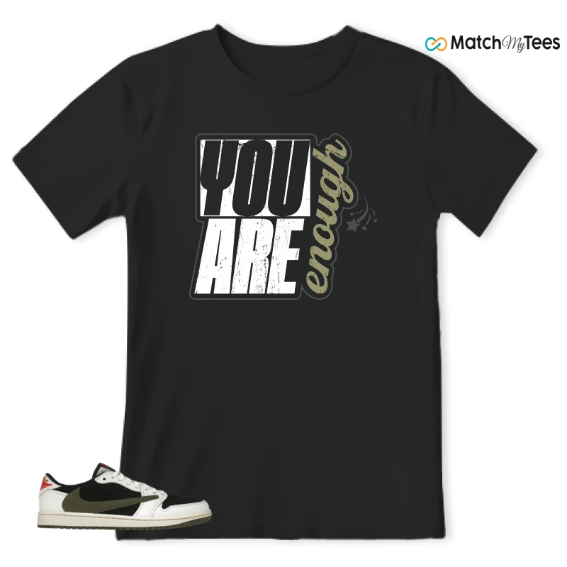 NIKE AIR JORDAN 1 RETRO LOW OG SP TRAVIS SCOTT OLIVE SNEAKER Matching Tees t-shirt