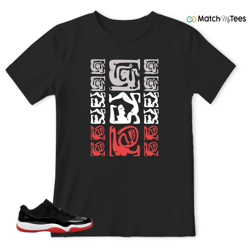 NIKE AIR JORDAN 11 RETRO LOW BRED 2025 SNEAKER Matching Tees t-shirt