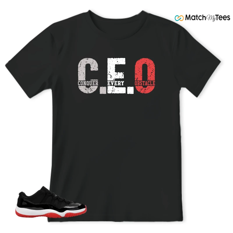 NIKE AIR JORDAN 11 RETRO LOW BRED 2025 SNEAKER Matching Tees t-shirt