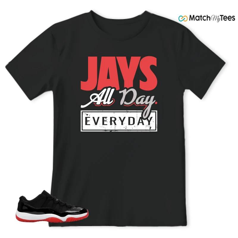 NIKE AIR JORDAN 11 RETRO LOW BRED 2025 SNEAKER Matching Tees t-shirt