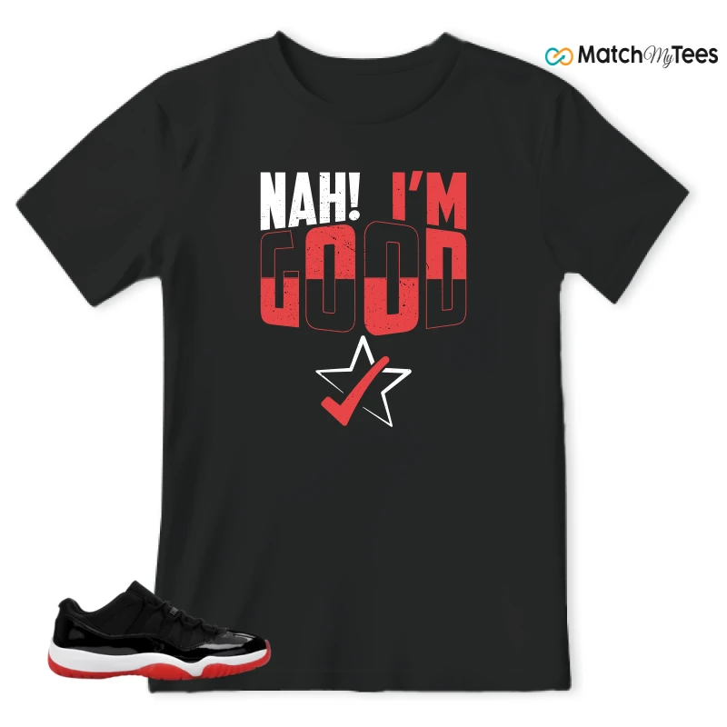 NIKE AIR JORDAN 11 RETRO LOW BRED 2025 SNEAKER Matching Tees t-shirt
