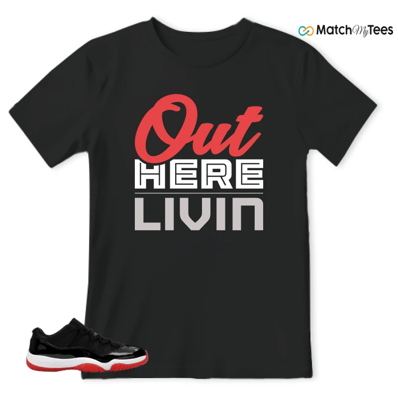 NIKE AIR JORDAN 11 RETRO LOW BRED 2025 SNEAKER Matching Tees t-shirt