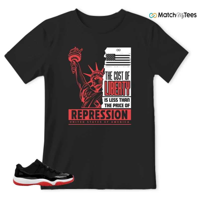 NIKE AIR JORDAN 11 RETRO LOW BRED 2025 SNEAKER Matching Tees t-shirt
