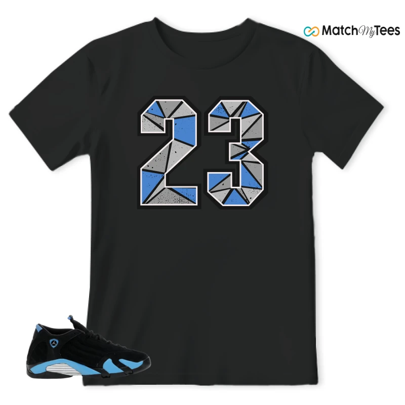 NIKE AIR JORDAN 14 RETRO BLACK UNIVERSITY BLUE (2026) (GS) SNEAKER Matching Tees t-shirt