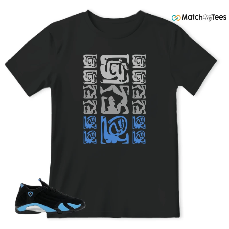 NIKE AIR JORDAN 14 RETRO BLACK UNIVERSITY BLUE (2026) (GS) SNEAKER Matching Tees t-shirt