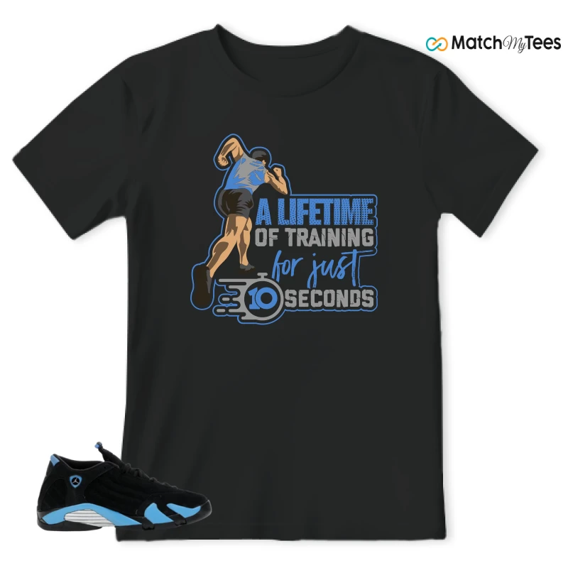 NIKE AIR JORDAN 14 RETRO BLACK UNIVERSITY BLUE (2026) (GS) SNEAKER Matching Tees t-shirt