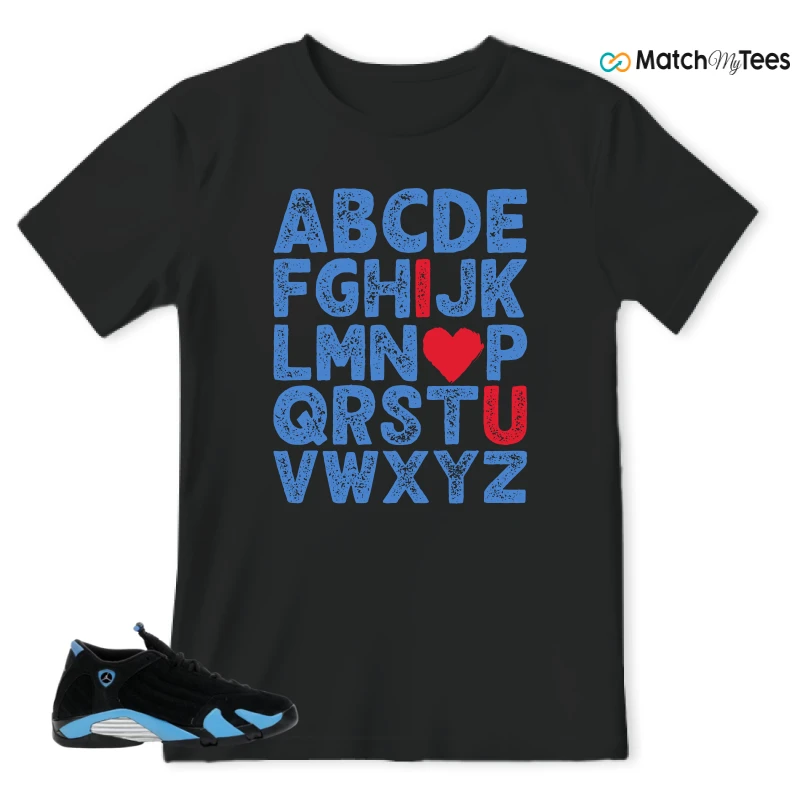 NIKE AIR JORDAN 14 RETRO BLACK UNIVERSITY BLUE (2026) (GS) SNEAKER Matching Tees t-shirt