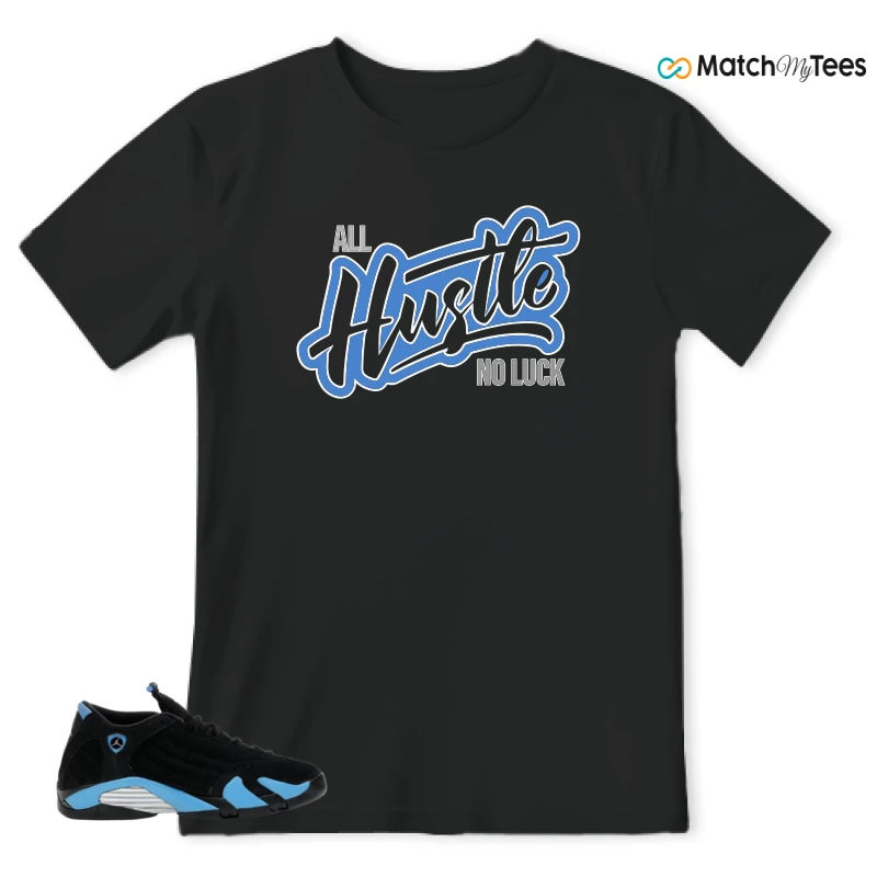 NIKE AIR JORDAN 14 RETRO BLACK UNIVERSITY BLUE (2026) (GS) SNEAKER Matching Tees t-shirt
