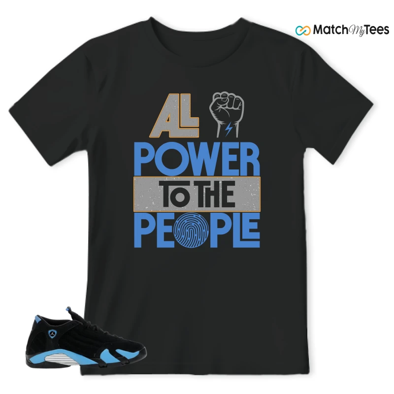 NIKE AIR JORDAN 14 RETRO BLACK UNIVERSITY BLUE (2026) (GS) SNEAKER Matching Tees t-shirt