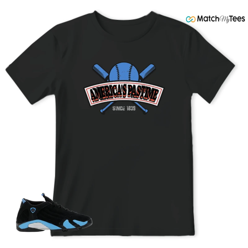 NIKE AIR JORDAN 14 RETRO BLACK UNIVERSITY BLUE (2026) (GS) SNEAKER Matching Tees t-shirt