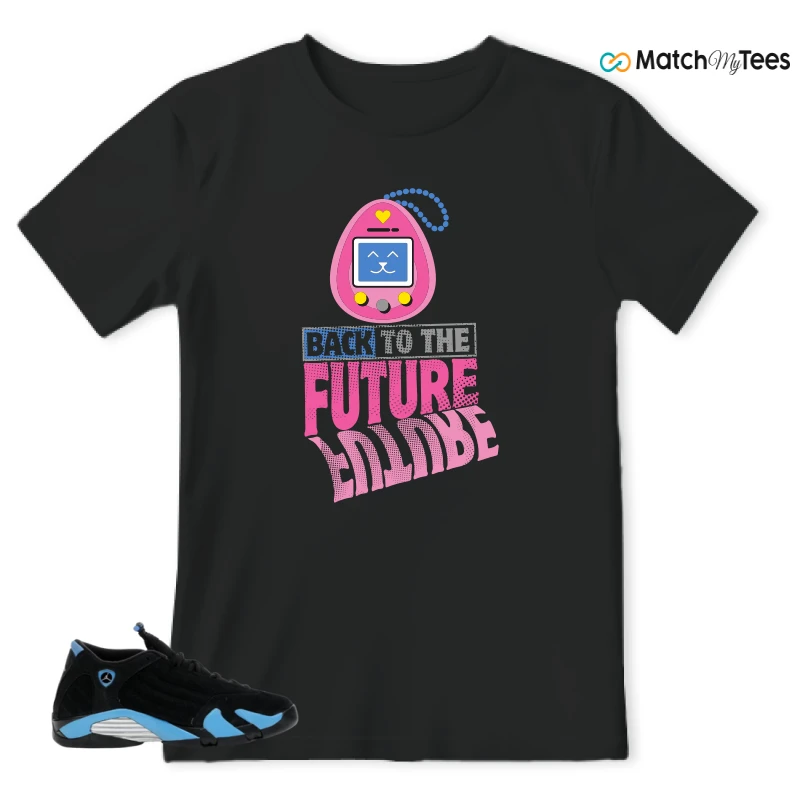 NIKE AIR JORDAN 14 RETRO BLACK UNIVERSITY BLUE (2026) (GS) SNEAKER Matching Tees t-shirt