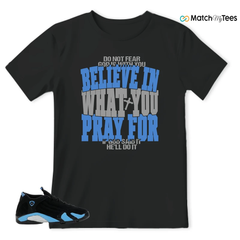 NIKE AIR JORDAN 14 RETRO BLACK UNIVERSITY BLUE (2026) (GS) SNEAKER Matching Tees t-shirt