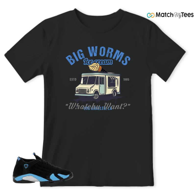 NIKE AIR JORDAN 14 RETRO BLACK UNIVERSITY BLUE (2026) (GS) SNEAKER Matching Tees t-shirt