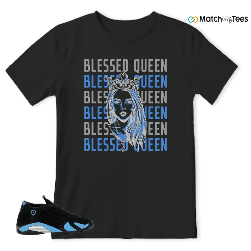 NIKE AIR JORDAN 14 RETRO BLACK UNIVERSITY BLUE (2026) (GS) SNEAKER Matching Tees t-shirt