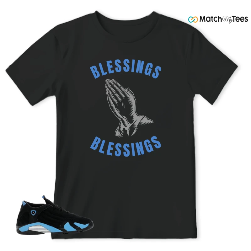 NIKE AIR JORDAN 14 RETRO BLACK UNIVERSITY BLUE (2026) (GS) SNEAKER Matching Tees t-shirt