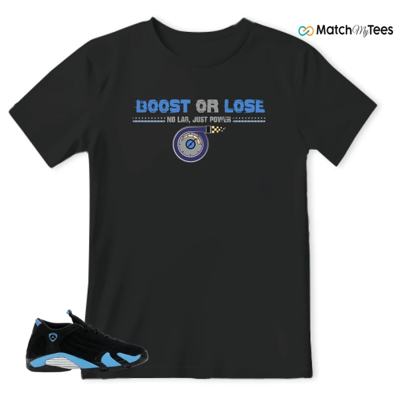 NIKE AIR JORDAN 14 RETRO BLACK UNIVERSITY BLUE (2026) (GS) SNEAKER Matching Tees t-shirt