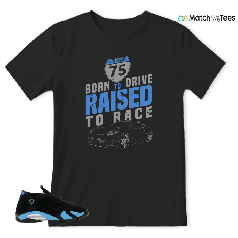 NIKE AIR JORDAN 14 RETRO BLACK UNIVERSITY BLUE (2026) (GS) SNEAKER Matching Tees t-shirt
