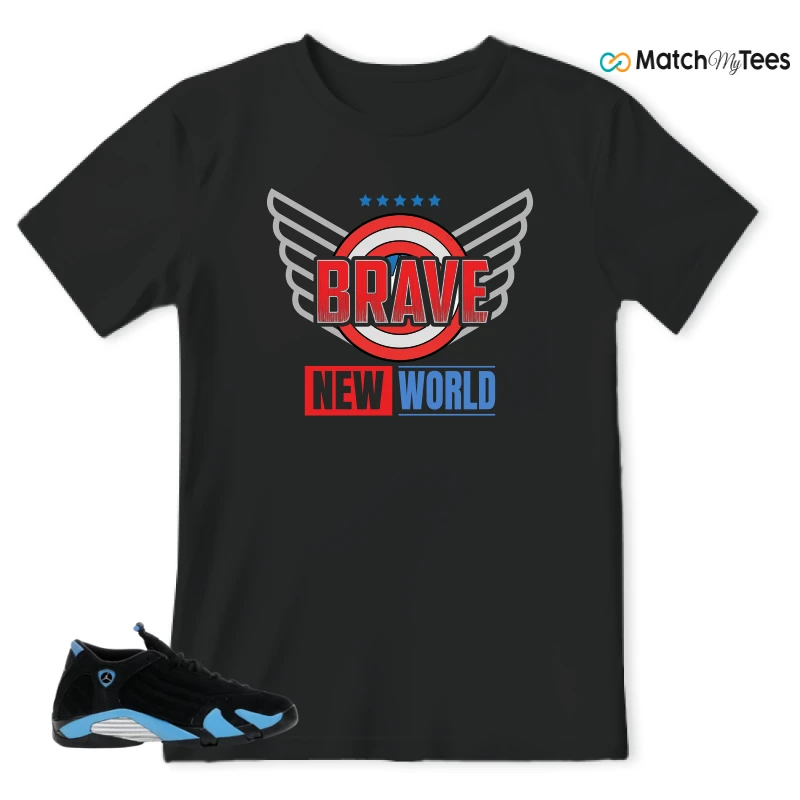 NIKE AIR JORDAN 14 RETRO BLACK UNIVERSITY BLUE (2026) (GS) SNEAKER Matching Tees t-shirt
