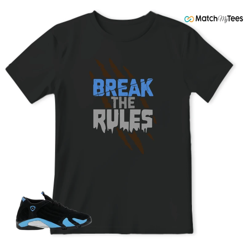 NIKE AIR JORDAN 14 RETRO BLACK UNIVERSITY BLUE (2026) (GS) SNEAKER Matching Tees t-shirt