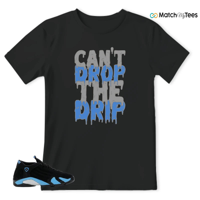 NIKE AIR JORDAN 14 RETRO BLACK UNIVERSITY BLUE (2026) (GS) SNEAKER Matching Tees t-shirt