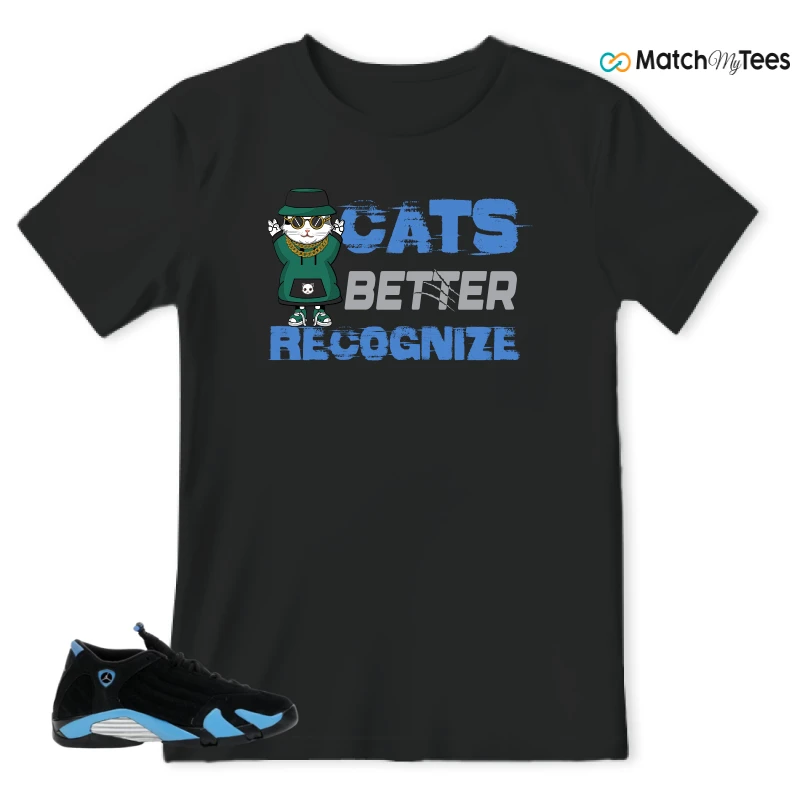 NIKE AIR JORDAN 14 RETRO BLACK UNIVERSITY BLUE (2026) (GS) SNEAKER Matching Tees t-shirt