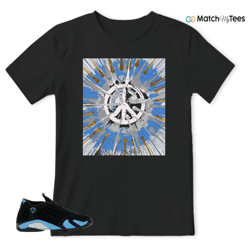 NIKE AIR JORDAN 14 RETRO BLACK UNIVERSITY BLUE (2026) (GS) SNEAKER Matching Tees t-shirt