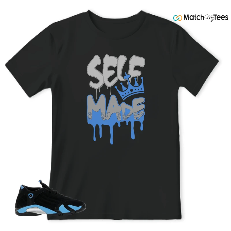 NIKE AIR JORDAN 14 RETRO BLACK UNIVERSITY BLUE (2026) (GS) SNEAKER Matching Tees t-shirt