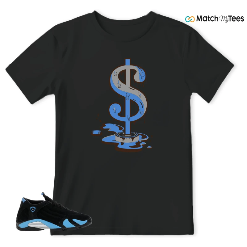 NIKE AIR JORDAN 14 RETRO BLACK UNIVERSITY BLUE (2026) (GS) SNEAKER Matching Tees t-shirt