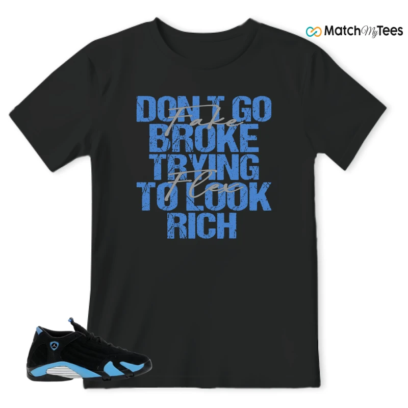 NIKE AIR JORDAN 14 RETRO BLACK UNIVERSITY BLUE (2026) (GS) SNEAKER Matching Tees t-shirt
