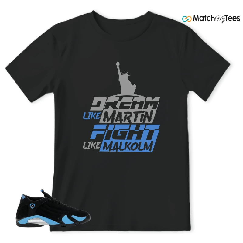 NIKE AIR JORDAN 14 RETRO BLACK UNIVERSITY BLUE (2026) (GS) SNEAKER Matching Tees t-shirt