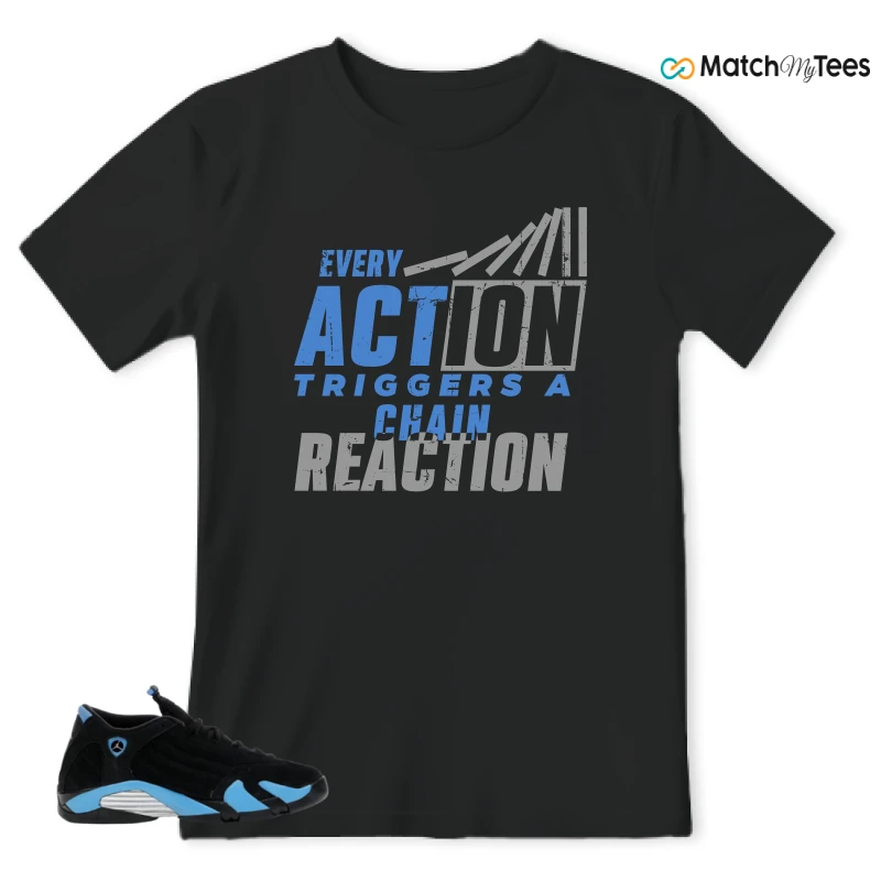 NIKE AIR JORDAN 14 RETRO BLACK UNIVERSITY BLUE (2026) (GS) SNEAKER Matching Tees t-shirt