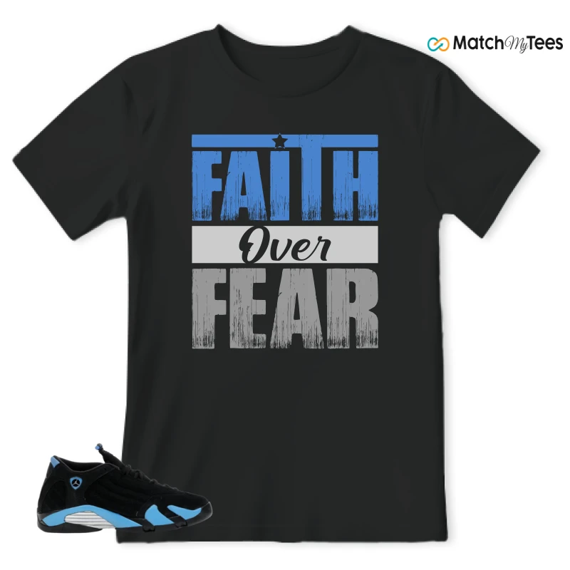 NIKE AIR JORDAN 14 RETRO BLACK UNIVERSITY BLUE (2026) (GS) SNEAKER Matching Tees t-shirt