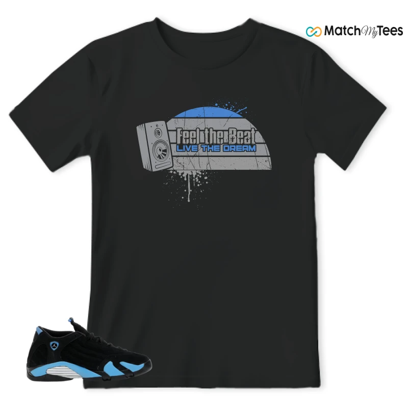 NIKE AIR JORDAN 14 RETRO BLACK UNIVERSITY BLUE (2026) (GS) SNEAKER Matching Tees t-shirt