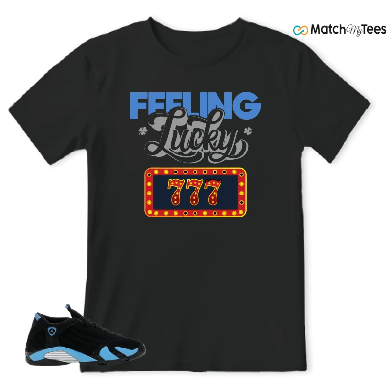 NIKE AIR JORDAN 14 RETRO BLACK UNIVERSITY BLUE (2026) (GS) SNEAKER Matching Tees t-shirt