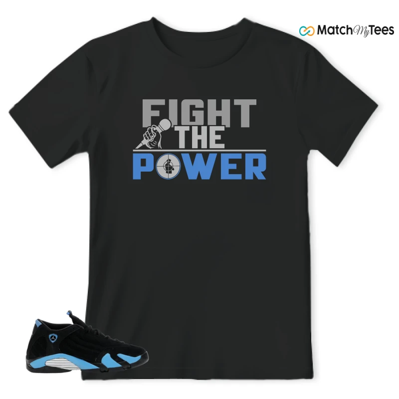 NIKE AIR JORDAN 14 RETRO BLACK UNIVERSITY BLUE (2026) (GS) SNEAKER Matching Tees t-shirt
