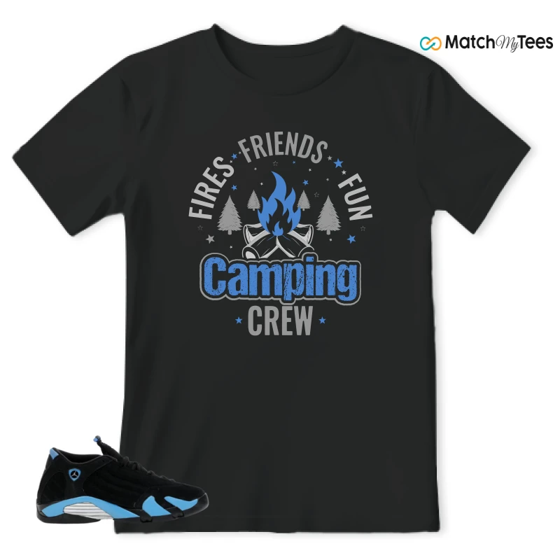 NIKE AIR JORDAN 14 RETRO BLACK UNIVERSITY BLUE (2026) (GS) SNEAKER Matching Tees t-shirt