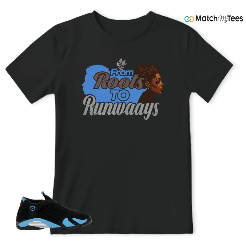 NIKE AIR JORDAN 14 RETRO BLACK UNIVERSITY BLUE (2026) (GS) SNEAKER Matching Tees t-shirt