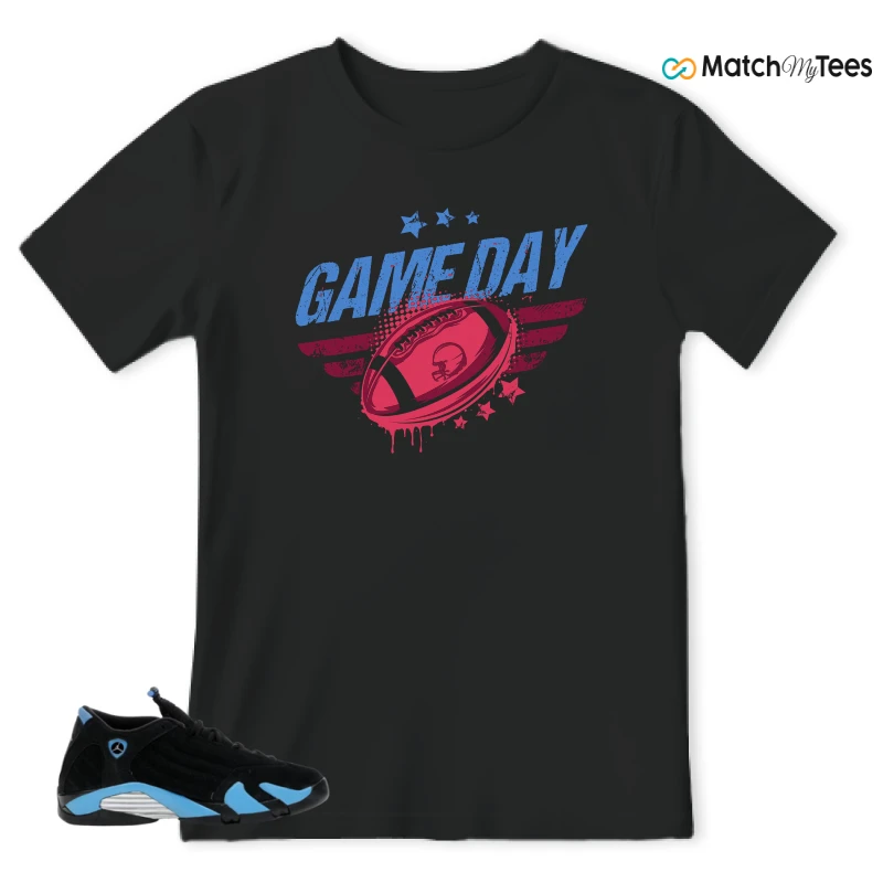 NIKE AIR JORDAN 14 RETRO BLACK UNIVERSITY BLUE (2026) (GS) SNEAKER Matching Tees t-shirt