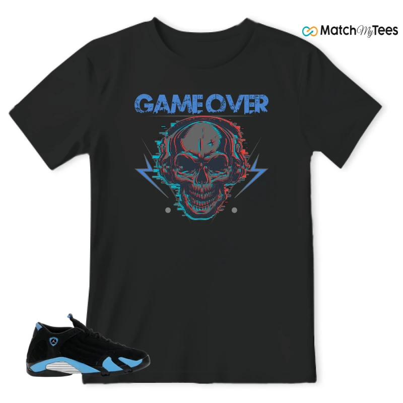 NIKE AIR JORDAN 14 RETRO BLACK UNIVERSITY BLUE (2026) (GS) SNEAKER Matching Tees t-shirt