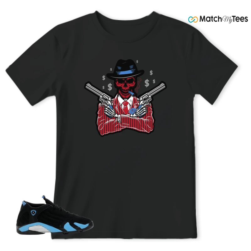 NIKE AIR JORDAN 14 RETRO BLACK UNIVERSITY BLUE (2026) (GS) SNEAKER Matching Tees t-shirt
