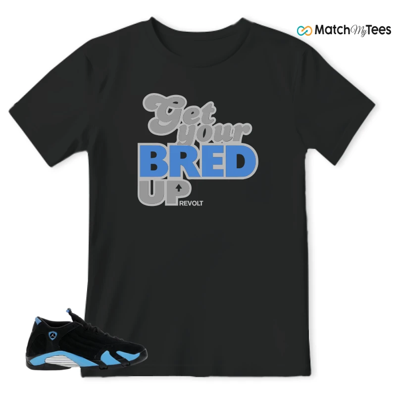 NIKE AIR JORDAN 14 RETRO BLACK UNIVERSITY BLUE (2026) (GS) SNEAKER Matching Tees t-shirt