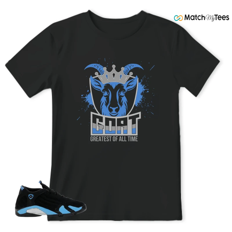 NIKE AIR JORDAN 14 RETRO BLACK UNIVERSITY BLUE (2026) (GS) SNEAKER Matching Tees t-shirt
