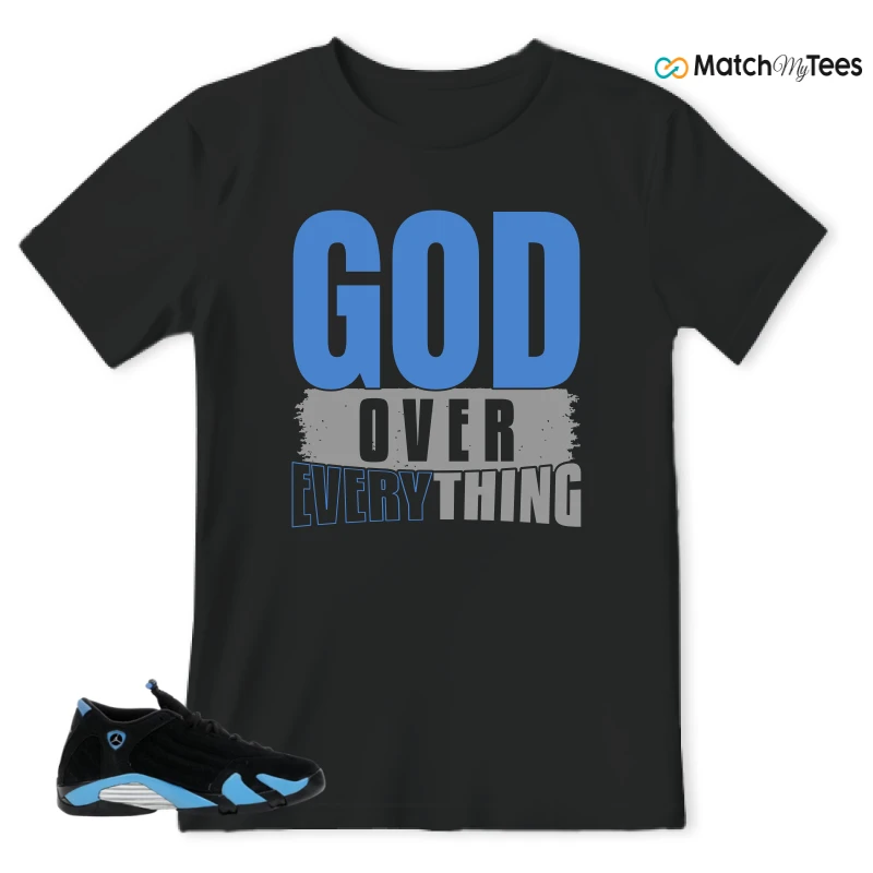 NIKE AIR JORDAN 14 RETRO BLACK UNIVERSITY BLUE (2026) (GS) SNEAKER Matching Tees t-shirt