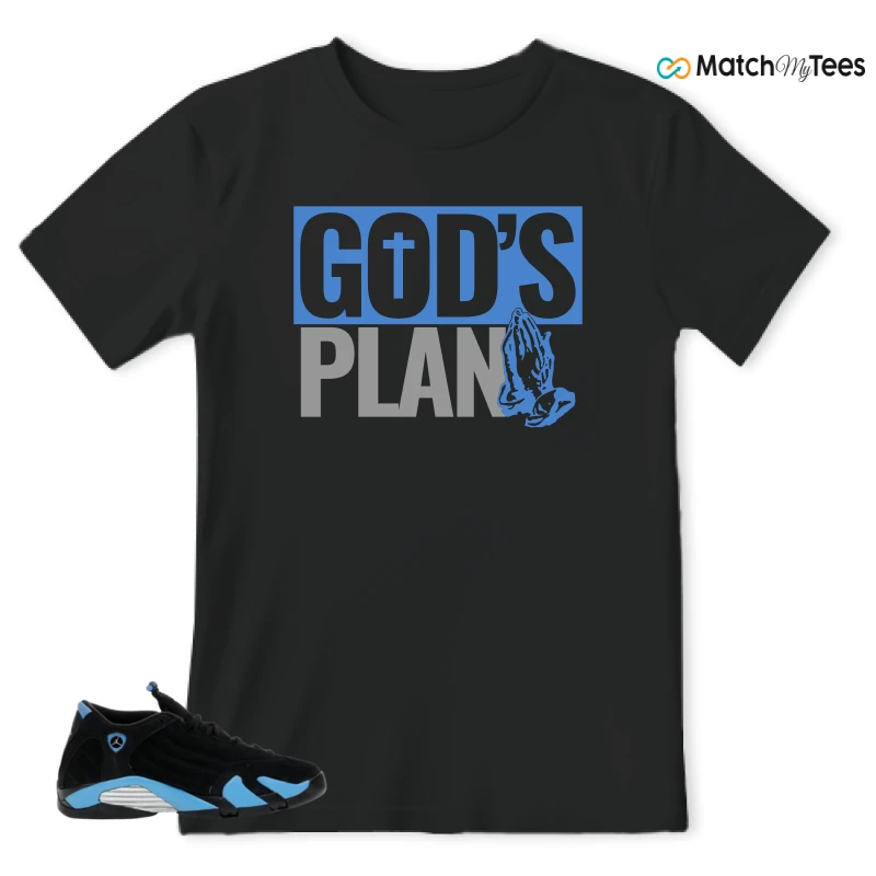 NIKE AIR JORDAN 14 RETRO BLACK UNIVERSITY BLUE (2026) (GS) SNEAKER Matching Tees t-shirt