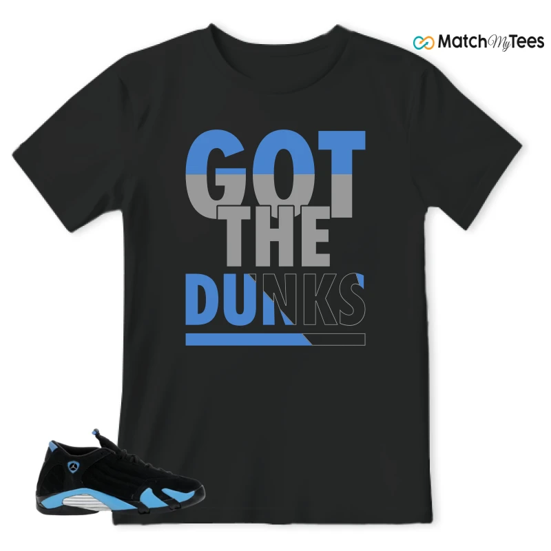 NIKE AIR JORDAN 14 RETRO BLACK UNIVERSITY BLUE (2026) (GS) SNEAKER Matching Tees t-shirt