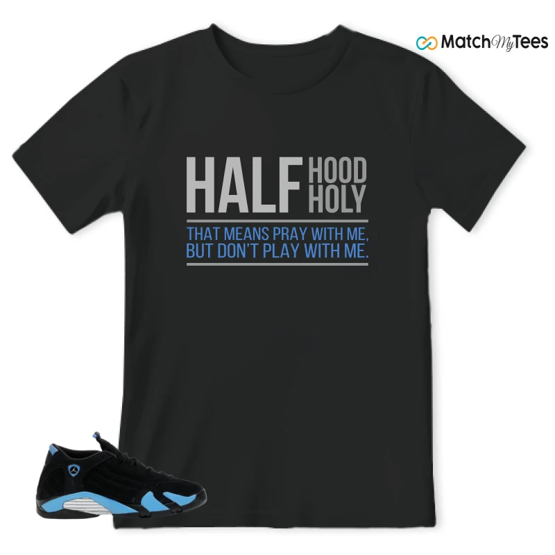 NIKE AIR JORDAN 14 RETRO BLACK UNIVERSITY BLUE (2026) (GS) SNEAKER Matching Tees t-shirt