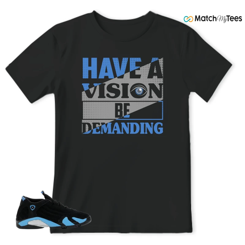 NIKE AIR JORDAN 14 RETRO BLACK UNIVERSITY BLUE (2026) (GS) SNEAKER Matching Tees t-shirt