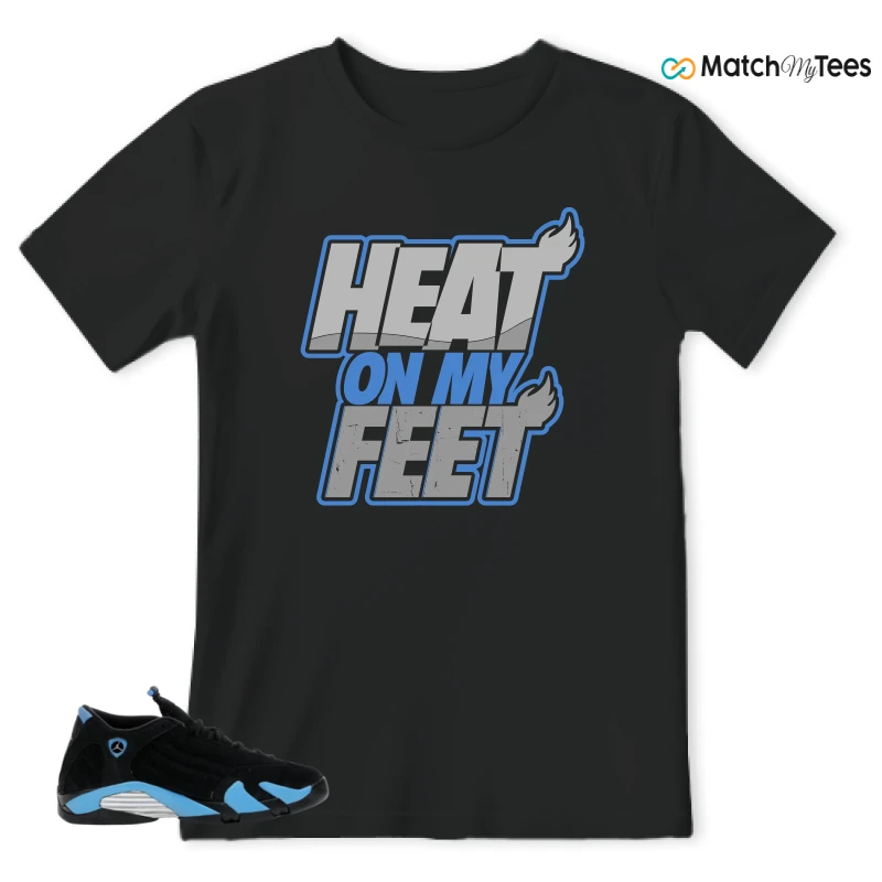 NIKE AIR JORDAN 14 RETRO BLACK UNIVERSITY BLUE (2026) (GS) SNEAKER Matching Tees t-shirt