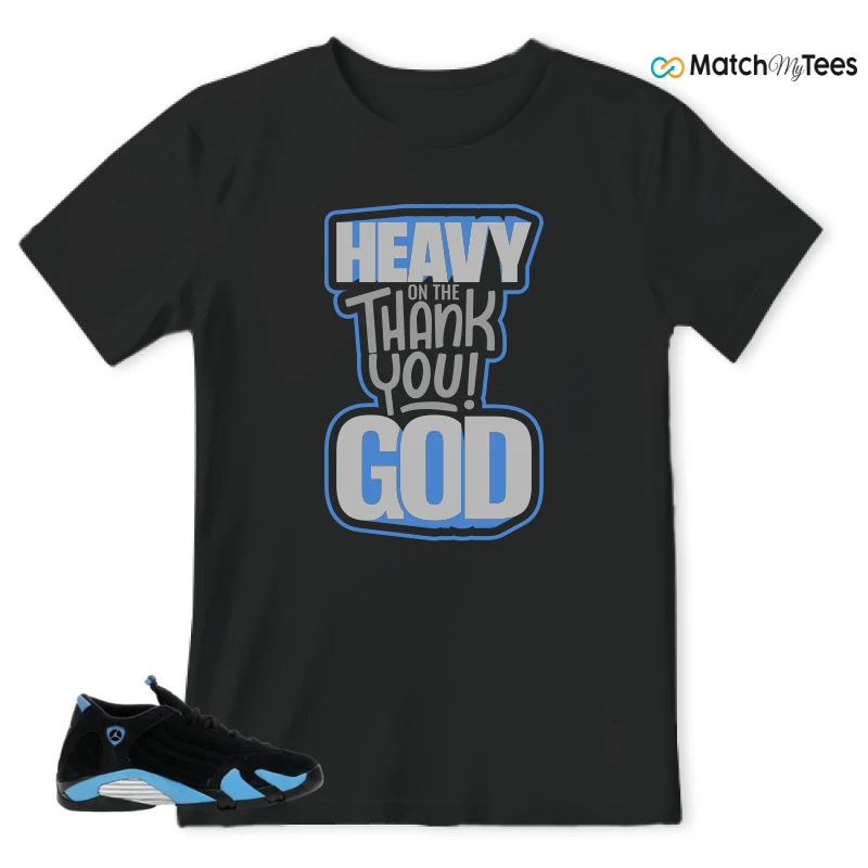 NIKE AIR JORDAN 14 RETRO BLACK UNIVERSITY BLUE (2026) (GS) SNEAKER Matching Tees t-shirt